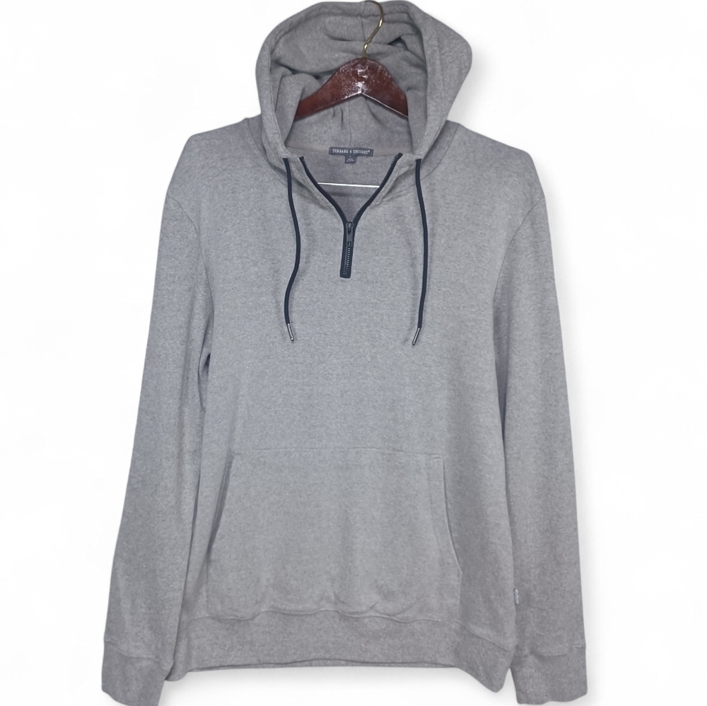 Threads 4 Thought Men’s Gray Half Zip Hoodie L Organic Cotton Blend‎ Athleisure